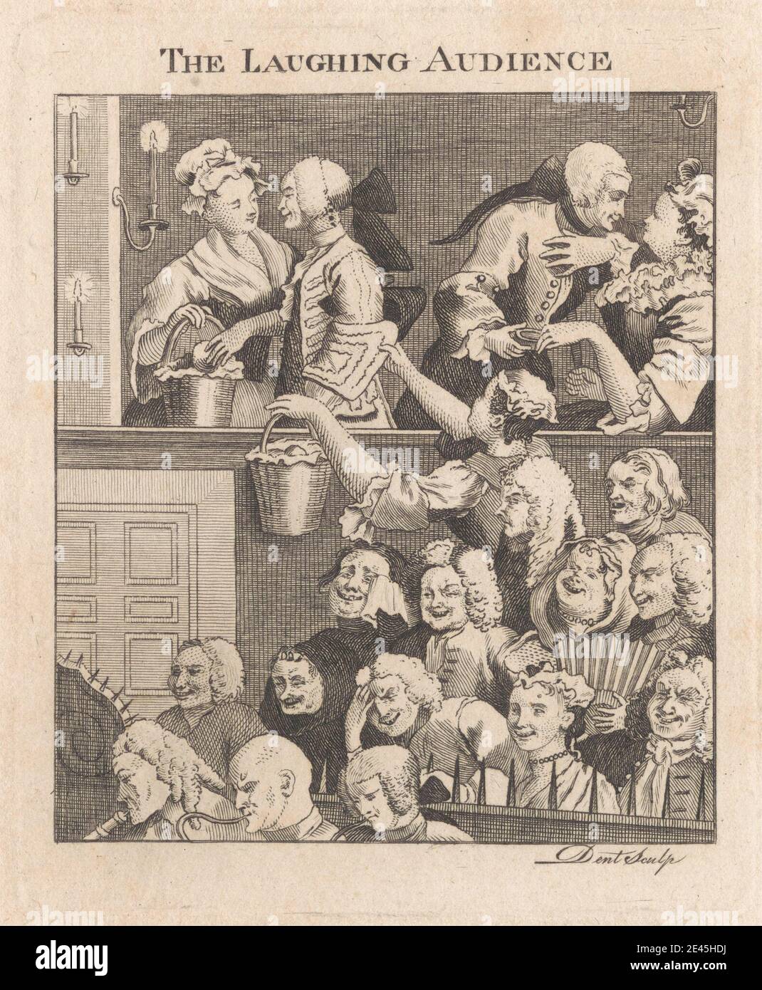 Après William Hogarth, 1697-1764, British, The Laughing audience, 1768. Gravure et gravure au trait sur du papier à la crème, moyennement texturé. Banque D'Images