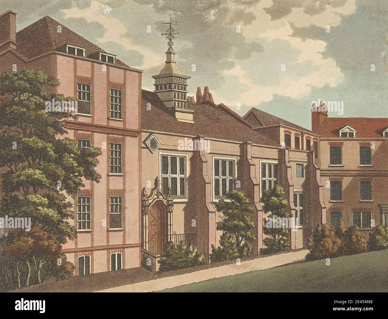 Samuel Ireland, actif 1760, mort en 1800, British, Staple Inn, 1800. Gravure et aquarelle à la main en aquarelle sur du papier vélin moyen, légèrement texturé et crème. Sujet architectural Banque D'Images