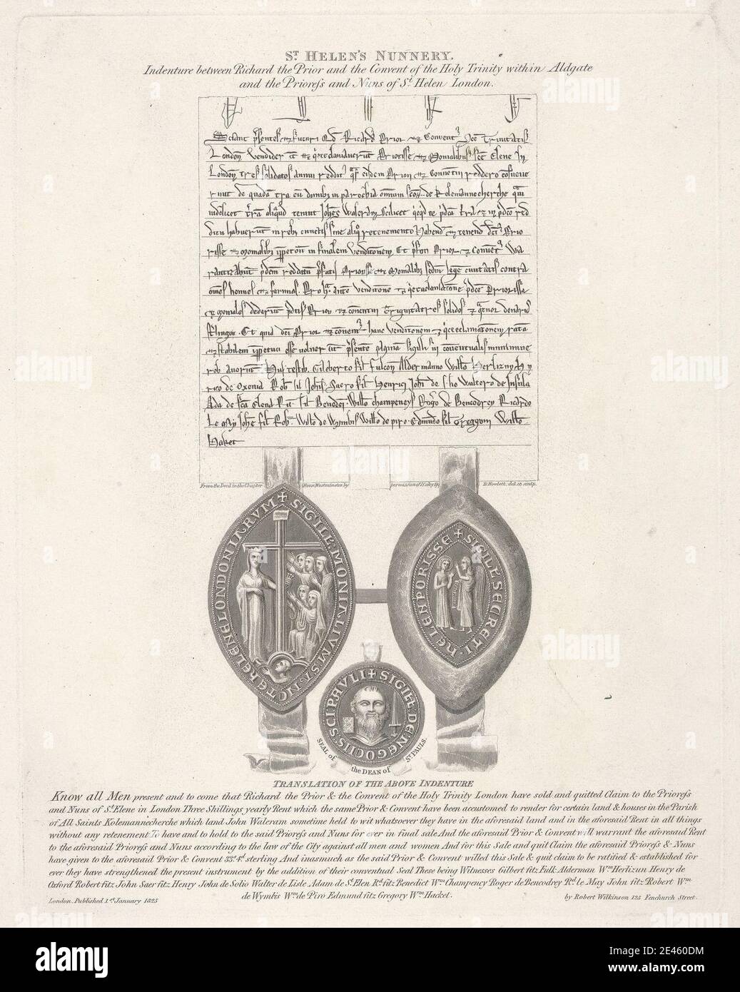 Bartholomew Howlett, 1767â€“1827, British, acte de fiducie entre Richard l'avant et le couvent de la Sainte Trinité à l'intérieur, 1825. Gravure. Banque D'Images