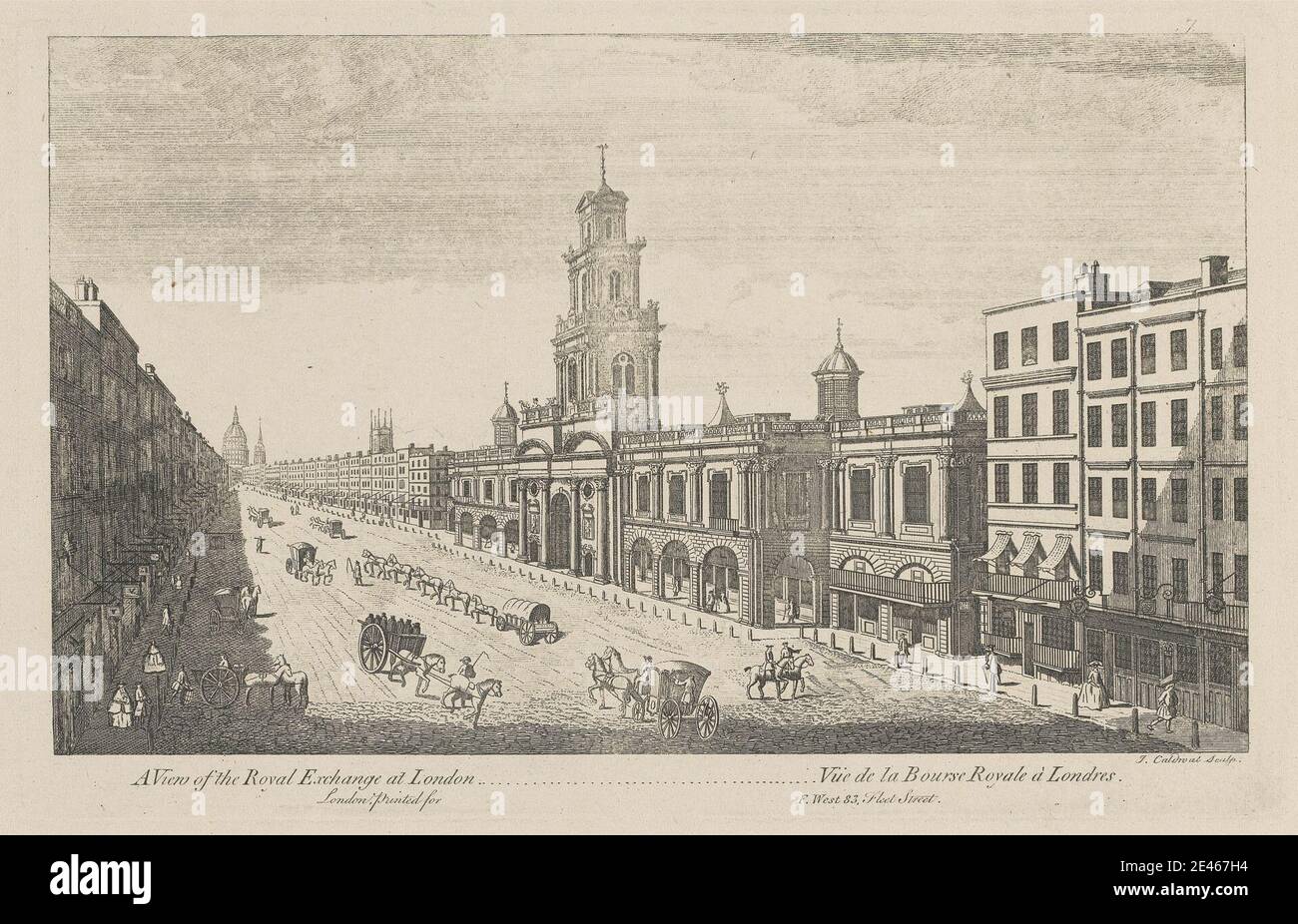 James Caldwall, 1739–1819, British, A View of the Royal Exchange à Londres, sans date. Gravure. Banque D'Images