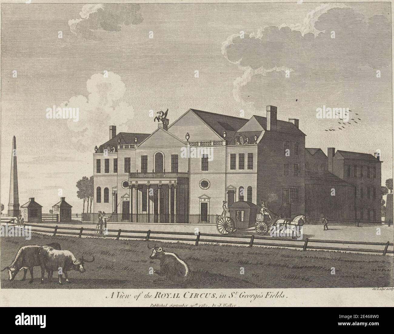 John Lodge, actif 1782â€“1796, A View of the Royal Circus in St. George's Fields, 1782. Gravure. Banque D'Images