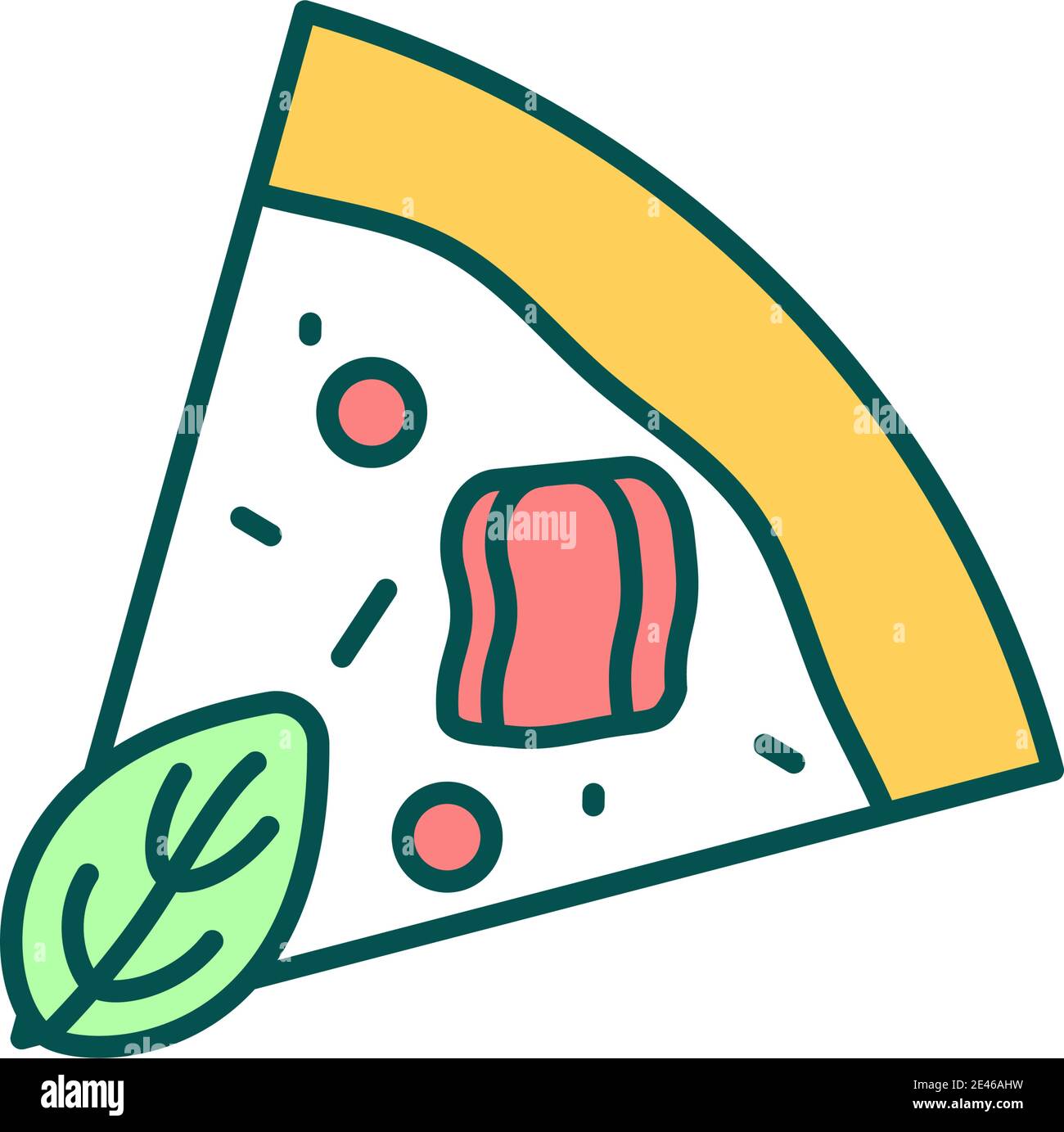 Icône de couleur RVB de tranche de pizza Illustration de Vecteur