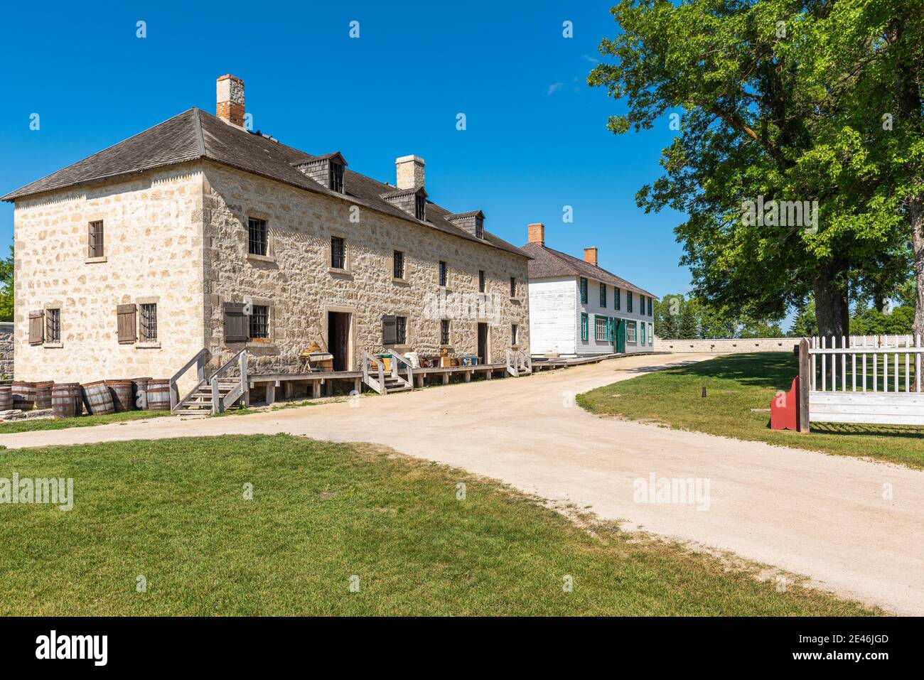 Construction de l'extérieur du lieu historique national de Lower fort Garry établi en 1831 par la Compagnie de la Baie d'Hudson. Saint-Andrews, Manitoba, Canada Banque D'Images