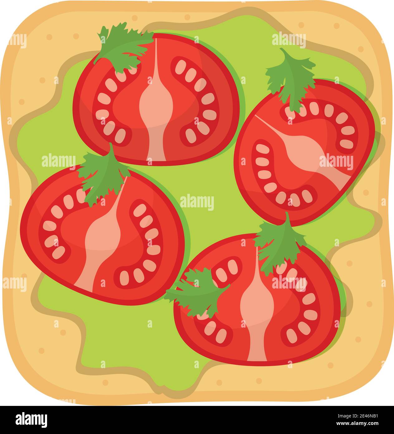 pain avec guacamole et tomates en haut Illustration de Vecteur