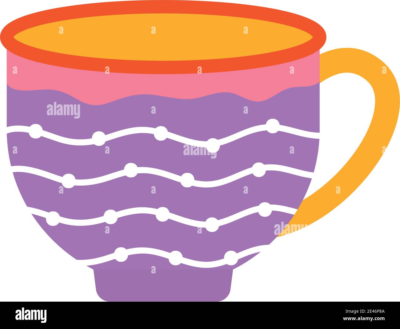 tasse de thé de couleur pourpre et pois Illustration de Vecteur