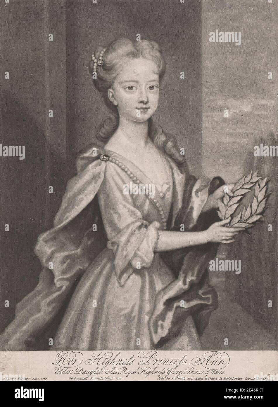 John Smith, 1652–1743, Britannique, son Altesse la princesse Ann, fille aînée de son Altesse Royale George Prince de Galles, 1720. Mezzotint. Domaine public Banque D'Images