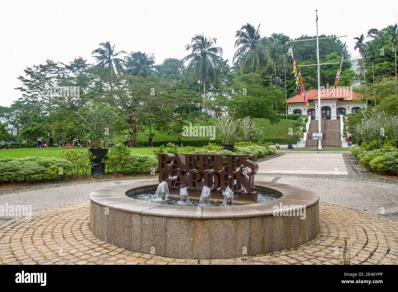 Le jardin Raffles à fort Canning Park. Il porte le nom de Sir Stamford Raffles, fondateur de la Singapour moderne. Banque D'Images