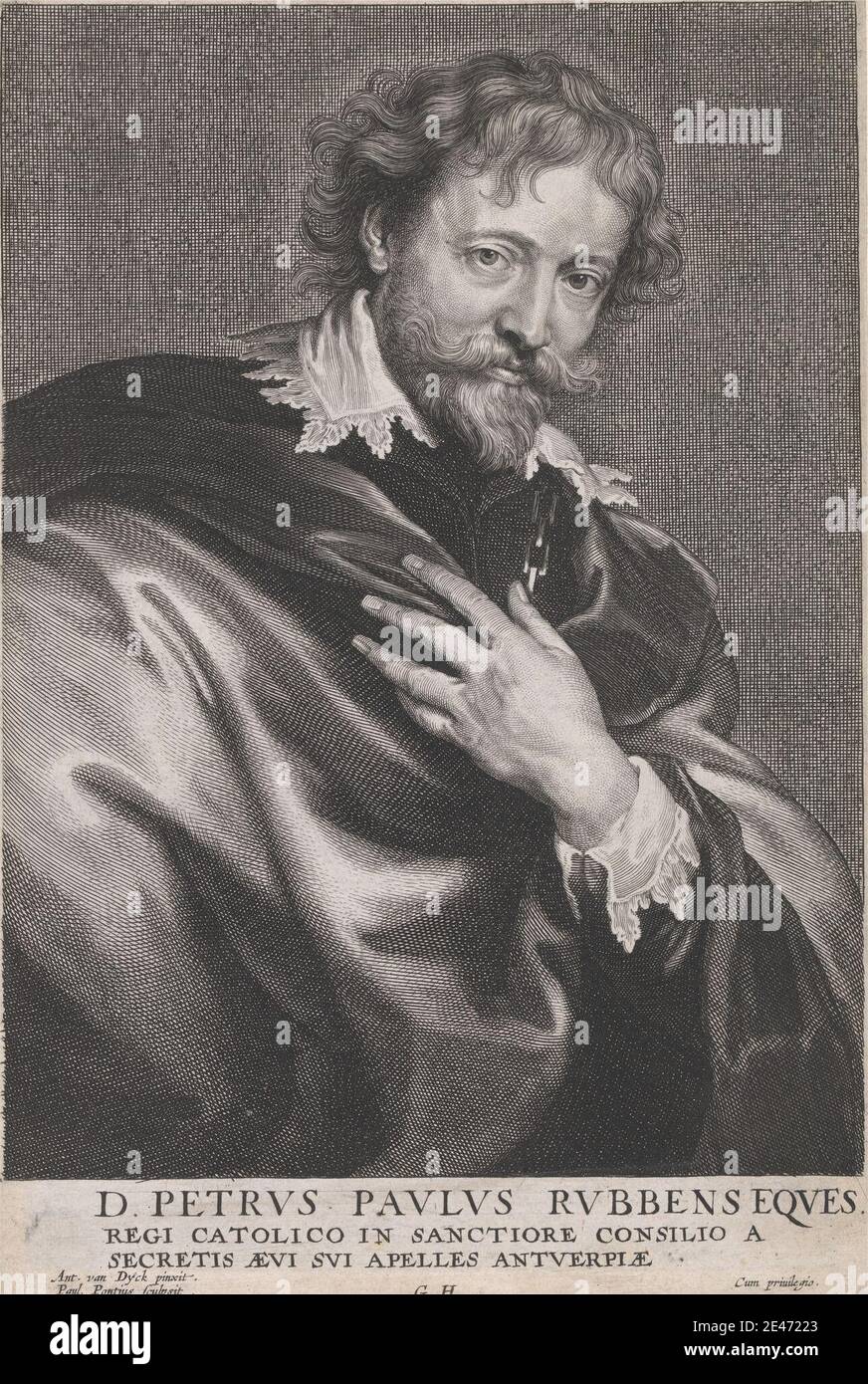Paulus Pontius, 1603–1658, Flamand, D. Petrus Paulus Rubbens Eques, vers 1635. Gravure en crépi et gravure au trait sur papier blanc cousue, légèrement texturé, de taille moyenne. Domaine public Banque D'Images