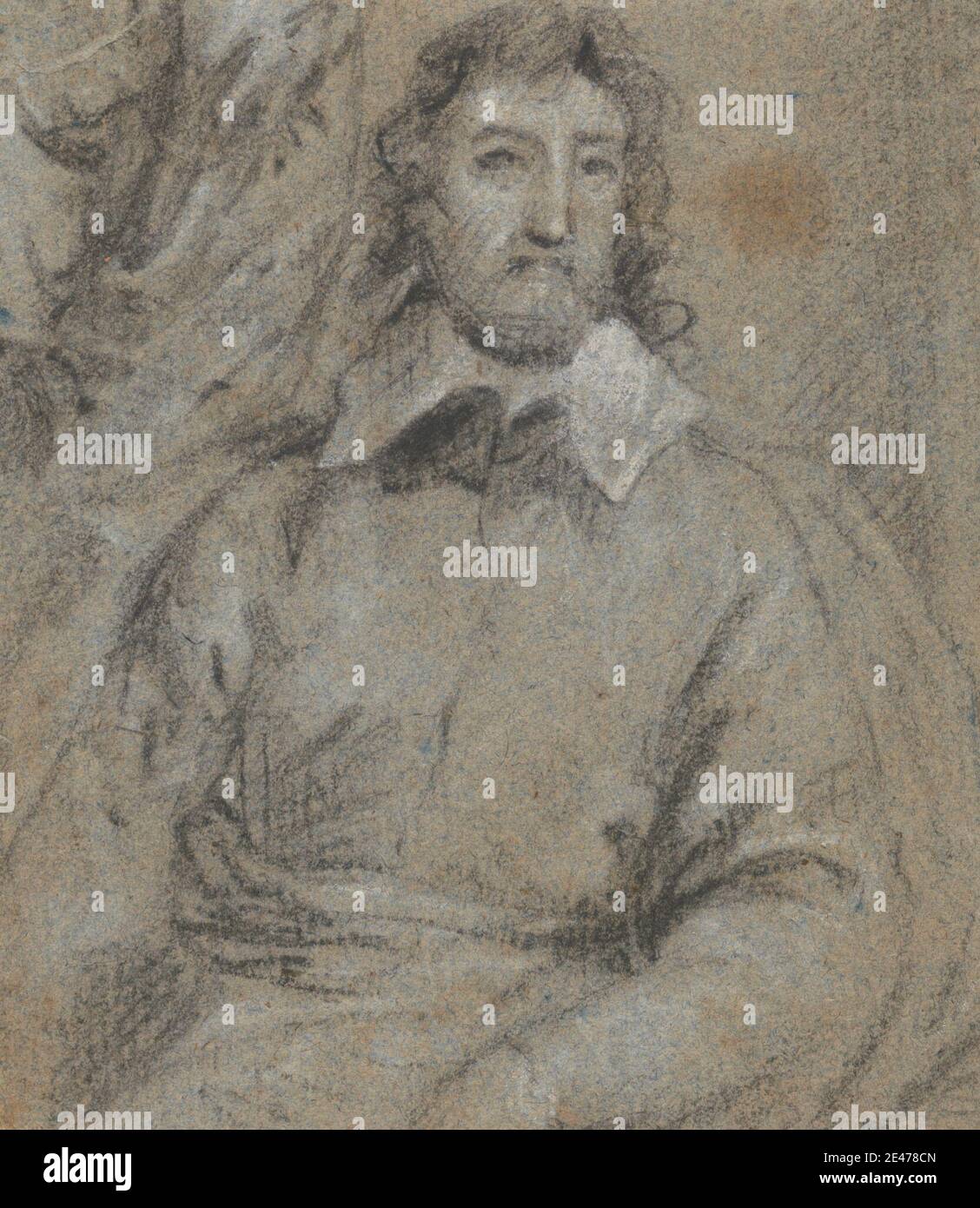 Artiste inconnu, Portrait d'un homme, non daté. Craie noire et blanche sur papier peint moyen, modérément texturé, bleu. Collier , étude de figure , homme , portrait Banque D'Images Artiste inconnu, Portrait d'un homme, non daté. Craie noire et blanche sur papier peint moyen, modérément texturé, bleu. Collier , étude de figure , homme , portrait Banque D'Images