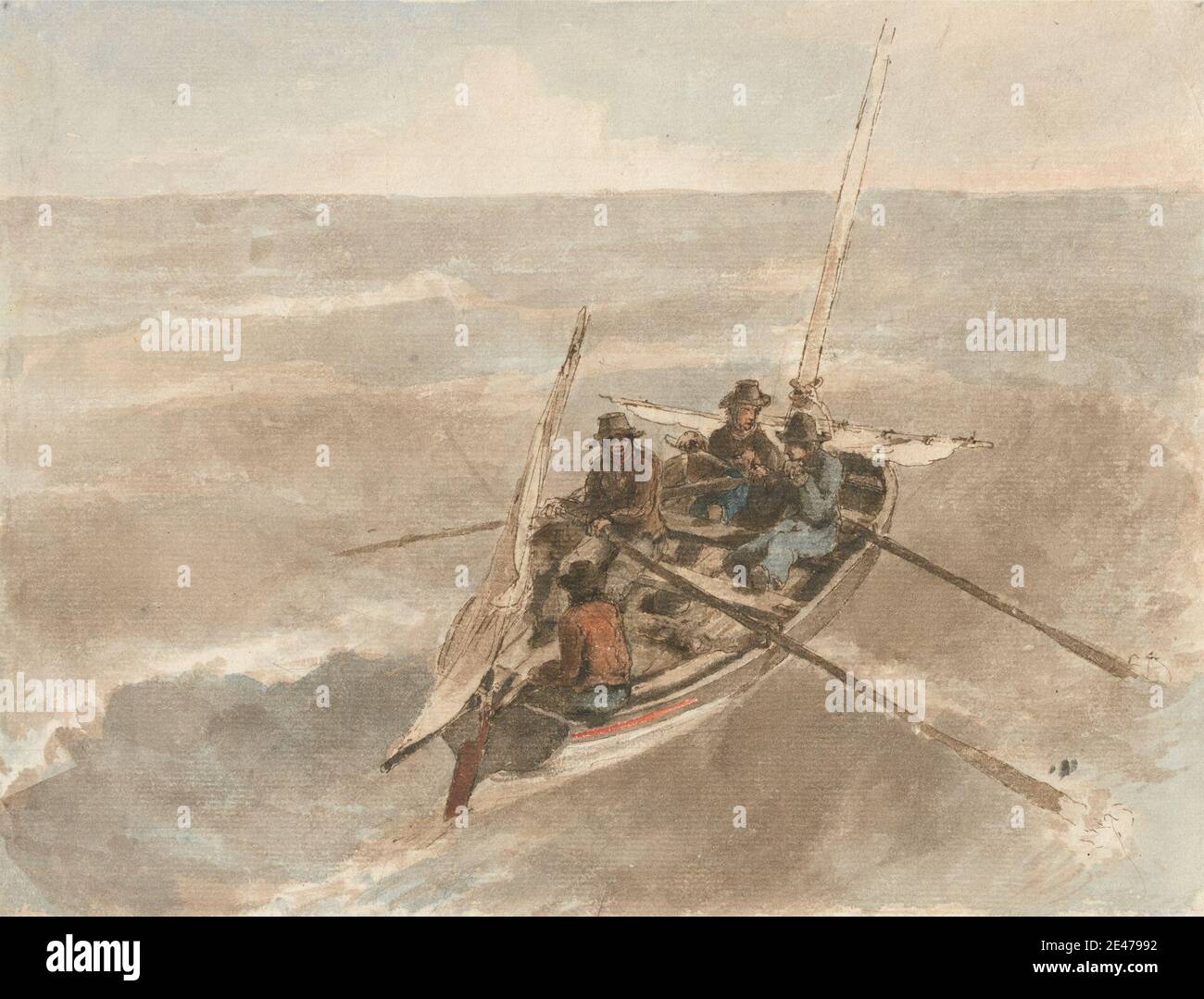 Heneage Finch quatrième comte d'Aylesford, 1751–1812, British, The Race of Daldey, non daté. Aquarelle, stylo, encre brune, et graphite sur papier moyen, légèrement texturé, crème. Art marin , oars , race , course , barque , aviron , art sportif , vagues (événements naturels) Banque D'Images