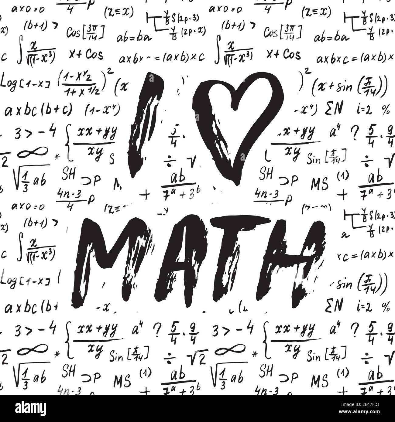J Aime La Citation Lettrage Mathematique Le Signe Calligraphique Dessine A La Main Illustration Vectorielle Image Vectorielle Stock Alamy