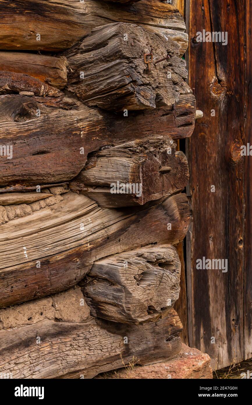 La cabane en rondins du Riddle Brothers Ranch sur Steens Mountain est conservée comme un exemple précoce de peuplement dans l'est de l'Oregon, aux États-Unis Banque D'Images