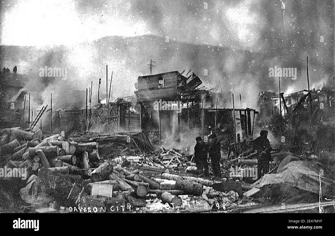 Incendie à Dawson 1898 Banque D'Images