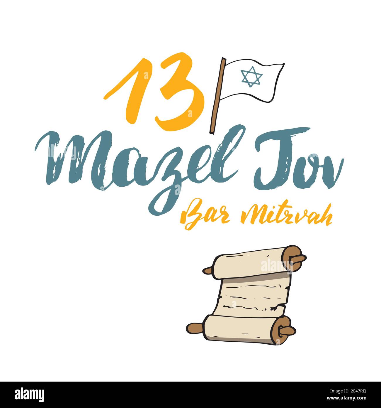 Mazel tov, bar mitzvah Calligraphe lettrage signe. Dessins dessinés à ...