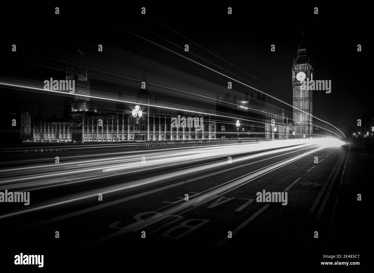 Pont de Westminster avec bigben la nuit Banque D'Images