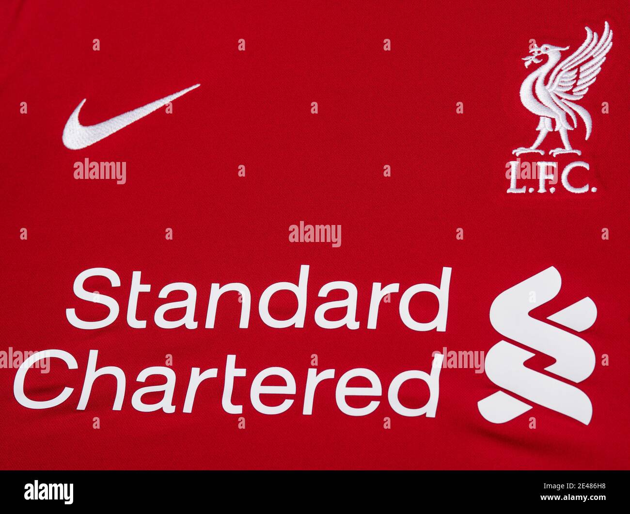 Gros plan du kit FC Liverpool 2020/21 Banque D'Images