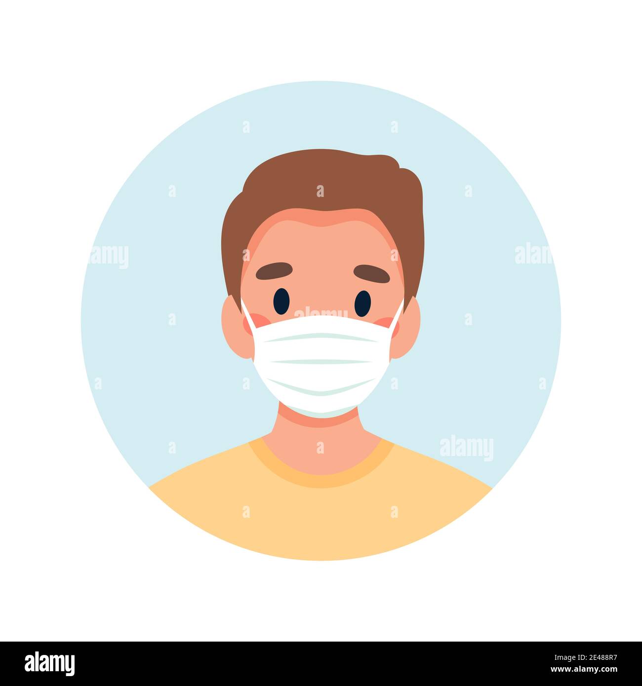 Avatar de l'homme portant un masque, portrait d'une jeune femme caucasienne de style plat Illustration de Vecteur