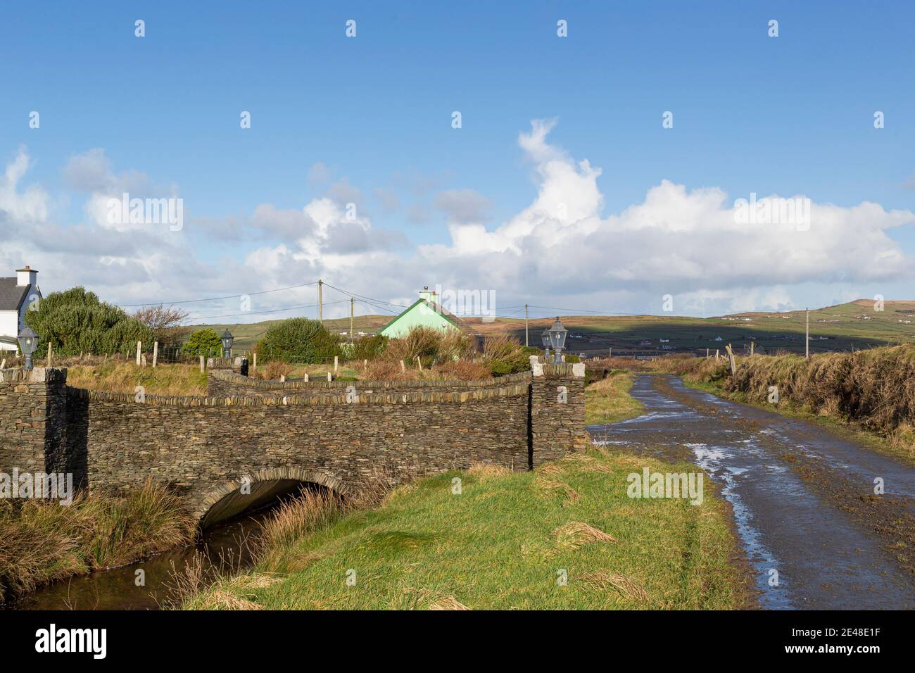 Irish Country Lane, près de Portmagee, comté de Kerry Banque D'Images