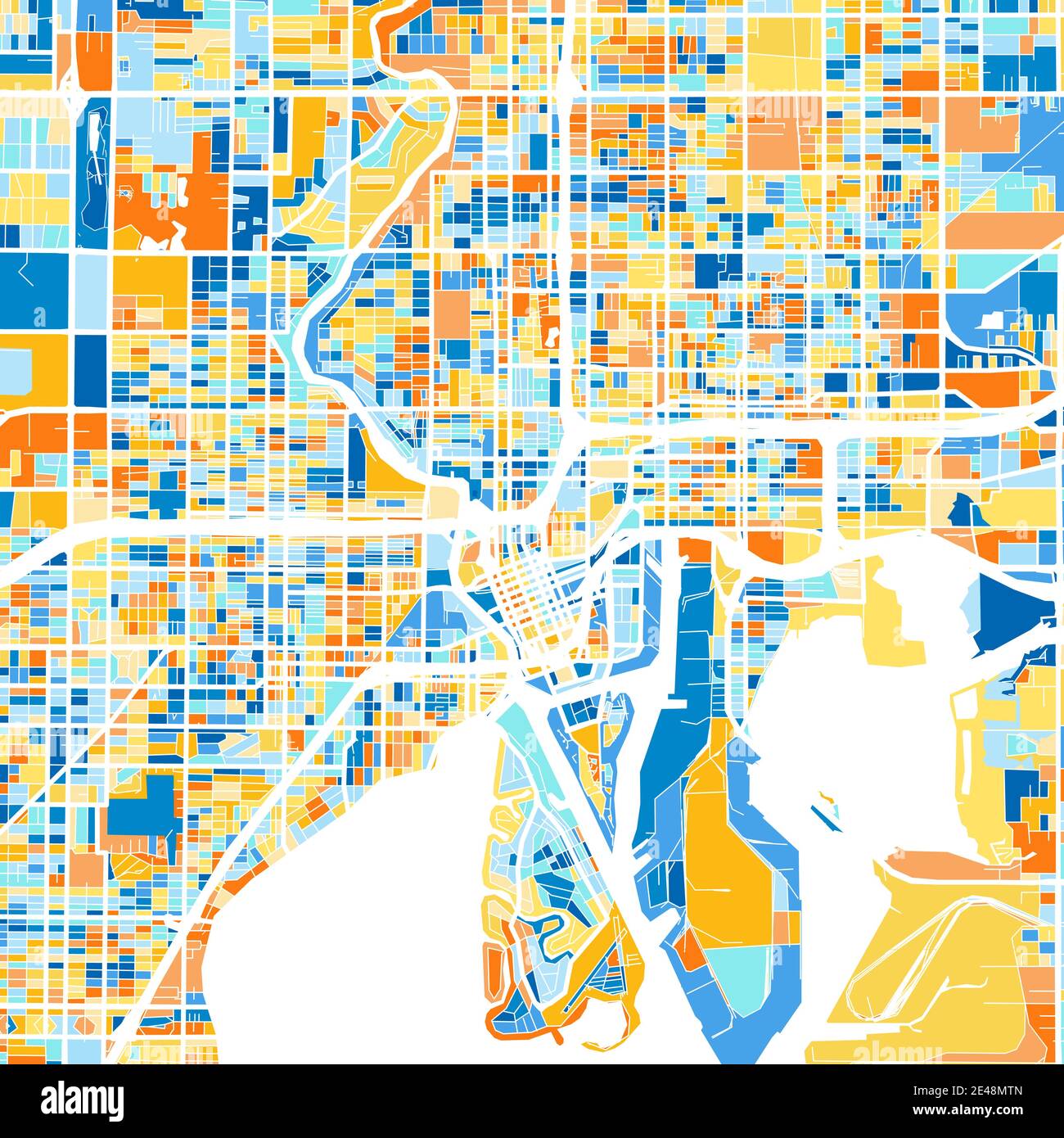 Carte d'art en couleur de Tampa, Floride, Etats-Unis dans les bleus et les  oranges. Les gradations de couleurs de la carte de Tampa suivent un motif  aléatoire Image Vectorielle Stock - Alamy