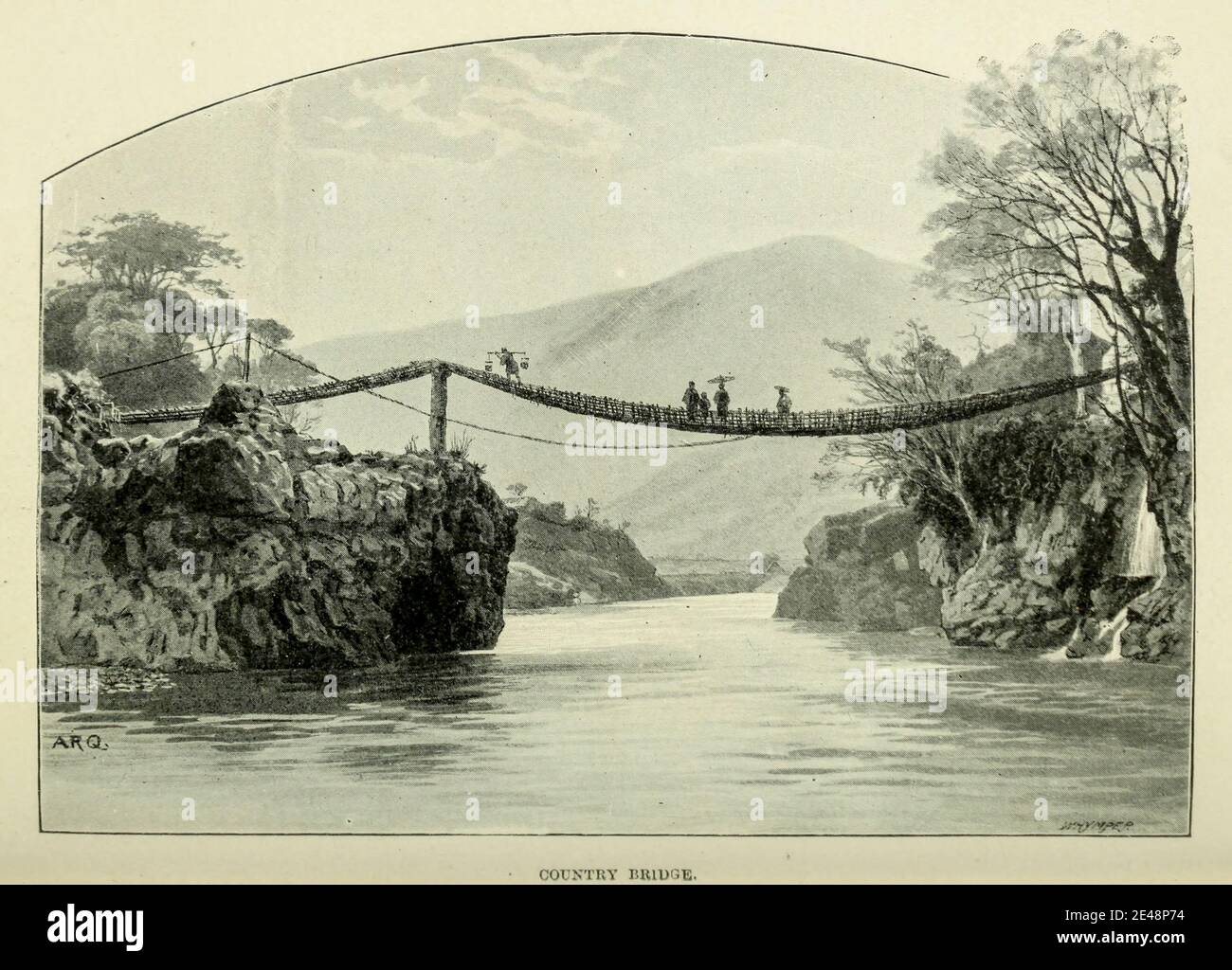 Pont de pays du livre ' Rambles in Japan : le pays du soleil levant ' par Tristram, H. B. (Henry Baker), 1822-1906. Date de publication 1895. Editeur New York : Revell Banque D'Images