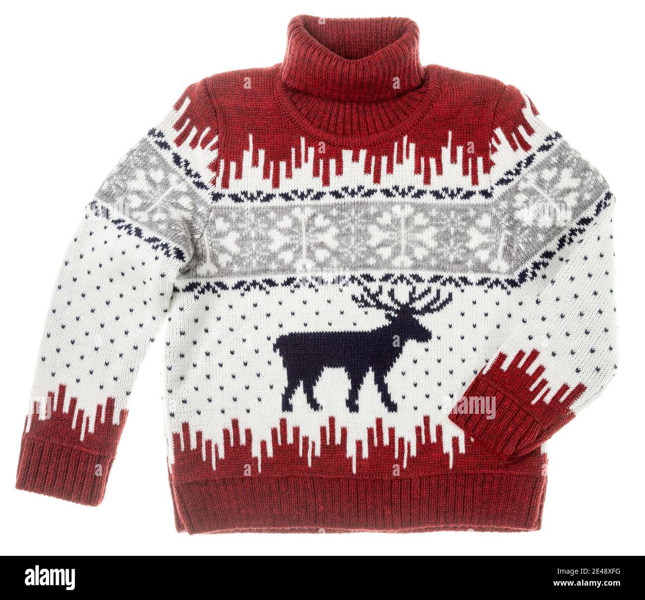 Pull Homme POL Noir Et Blanc Motif Cerf Et Flocons - Taille L - Coton Mélangé - Occasion Très Bon état