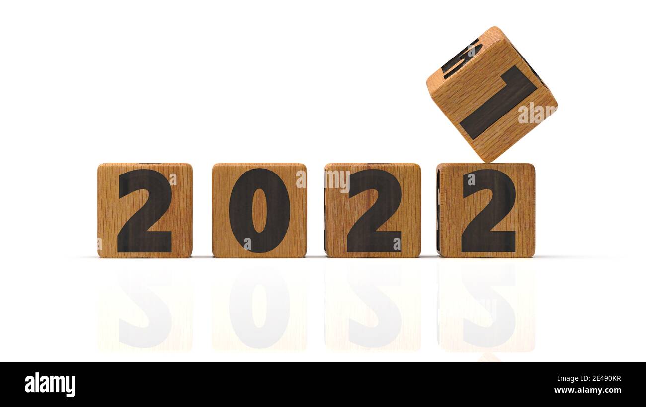 retourner les cubes avec les années 2021 à 2022. concept de la nouvelle année Banque D'Images