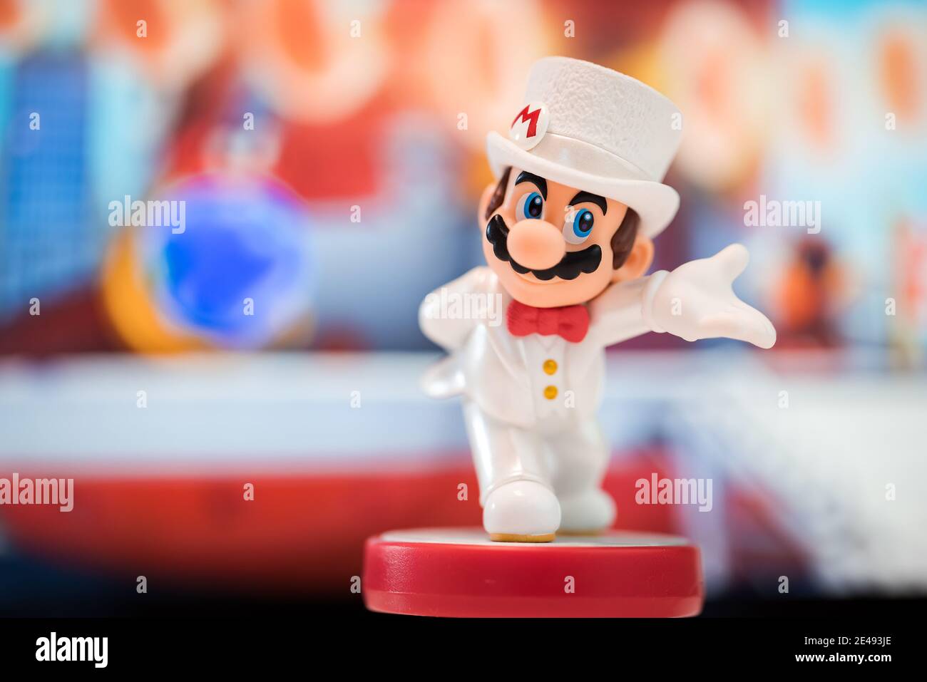 MOSCOU, RUSSIE - 22 août 2020: Personnage de figure Super Mario Bros.Super Mario est une plate-forme japonaise de jeux vidéo et de franchise de médias créé b Banque D'Images