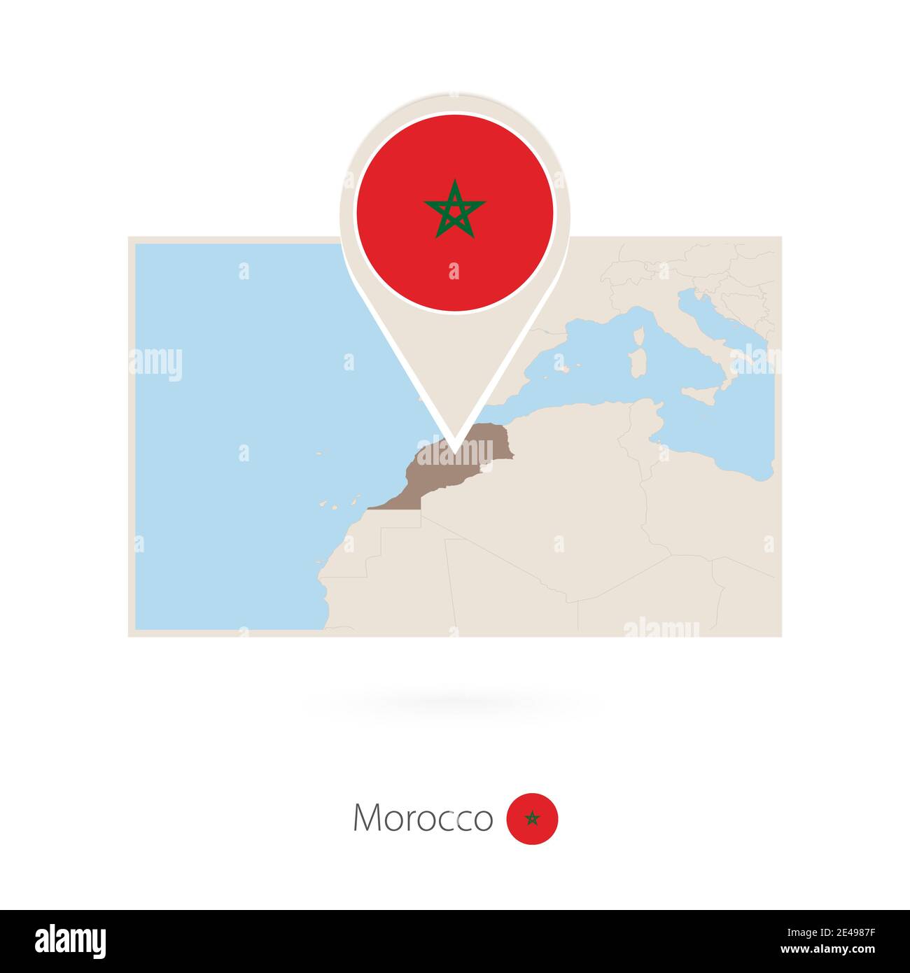 Carte rectangulaire du Maroc avec l'icône du Maroc Illustration de Vecteur