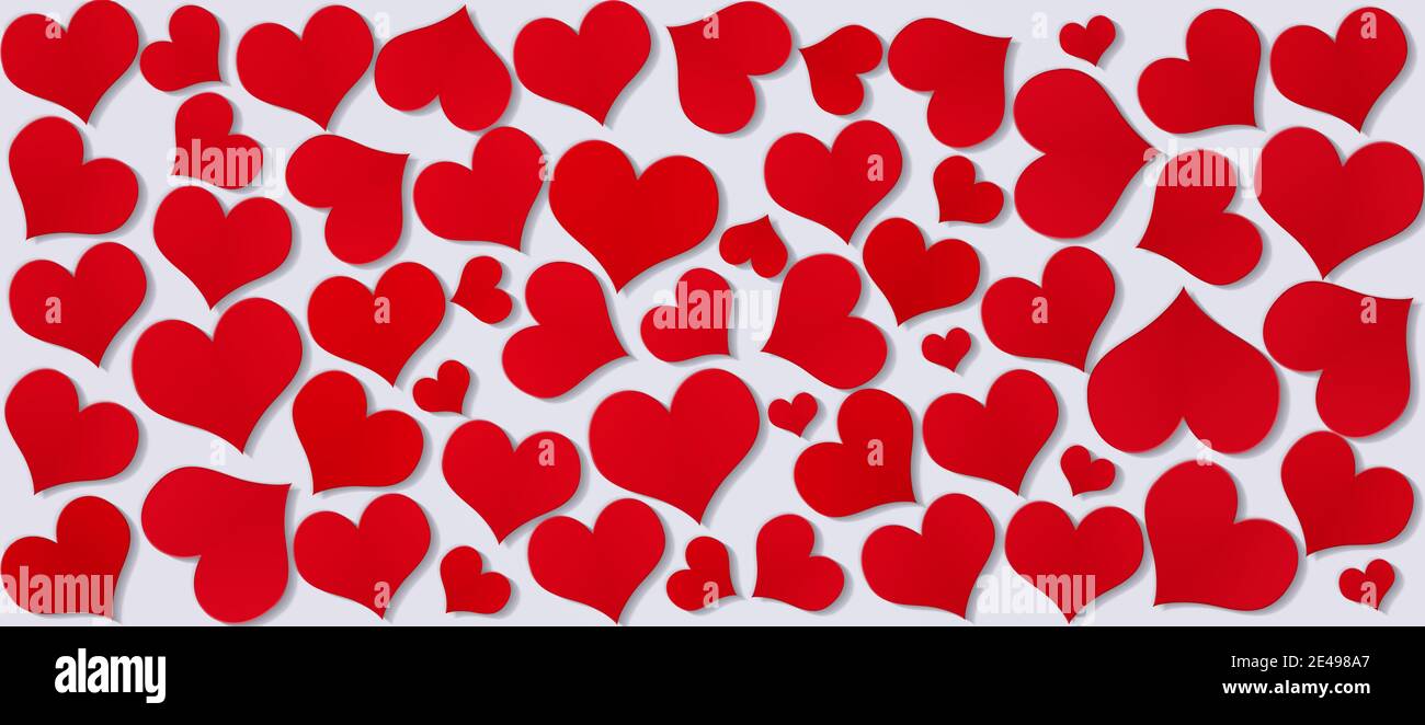 saint-valentin grande bannière avec coeur rouge formes Banque D'Images