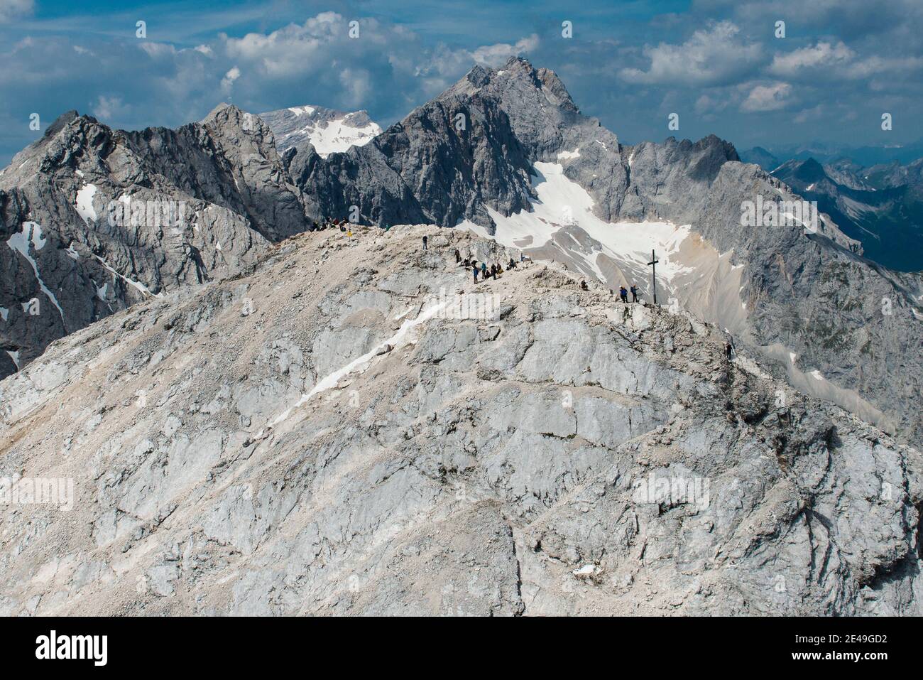 Alpspitze, Alpspitzgipfel, Wettersteingebirge, Zugspitze, Jubiläumssgrat, Garmisch-Partenkirchen, Bavière, Allemagne Banque D'Images