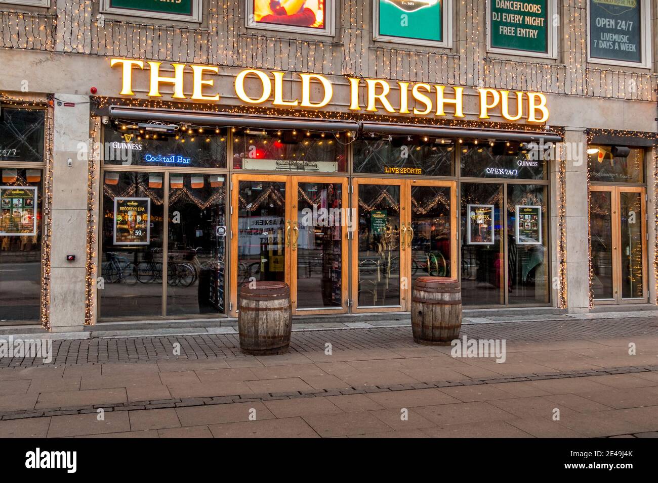 Copenhague, Danemark - 12 décembre 2020 : le logo de l'ancien pub irlandais de Copenhague Banque D'Images