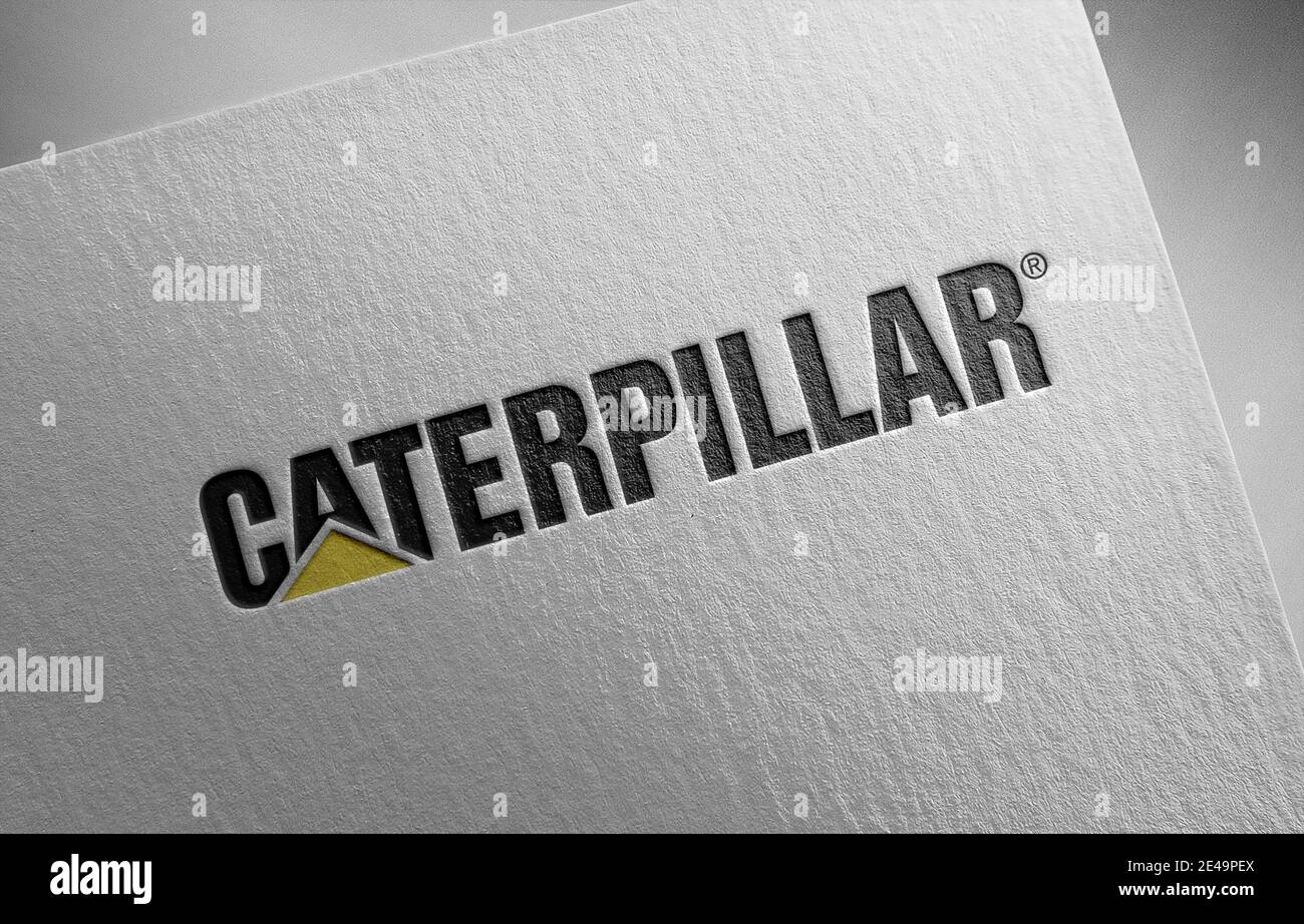 Logo Caterpillar sur l'illustration de la texture du papier Banque D'Images