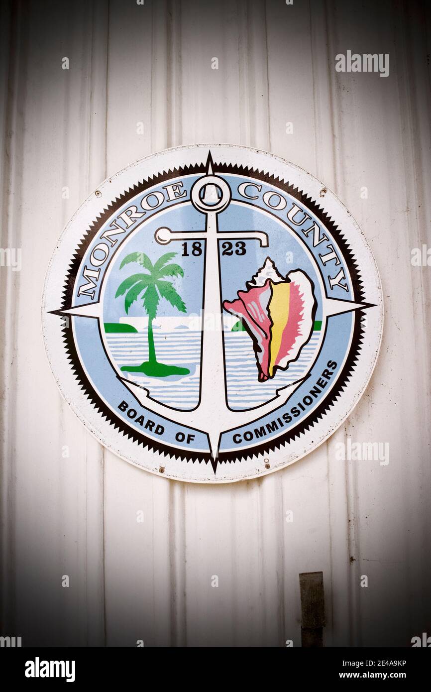 Comté de Monroe, sceau de la Commission des commissaires, Historic Key West, Floride. Destination de vacances. Banque D'Images