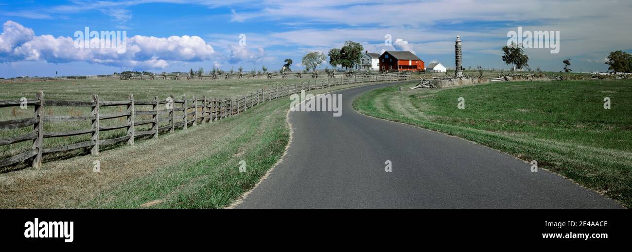 Route au parc militaire national de Gettysburg, Gettysburg, Pennsylvanie, États-Unis Banque D'Images