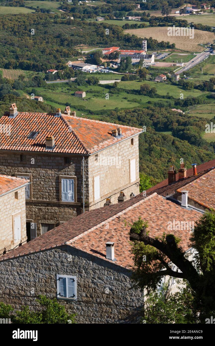 Maisons dans une ville, Sartene, le Satenais, Corse-du-Sud, Corse, France Banque D'Images