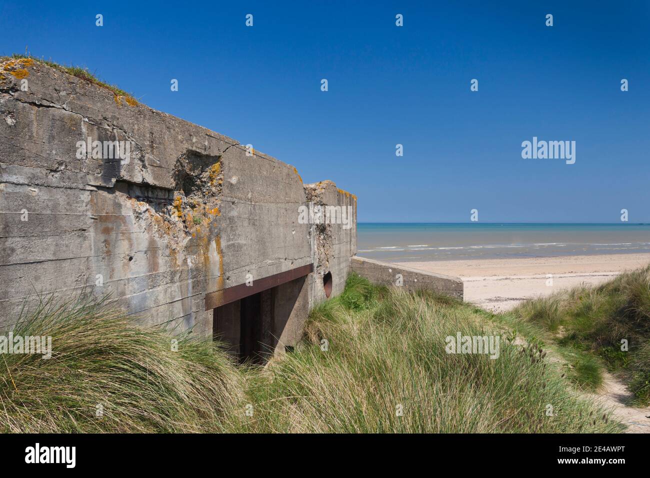 Ruines de bunkers allemands sur Utah Beach, Sainte-Marie-du-Mont, plages du jour J, Manche, Normandie, France Banque D'Images