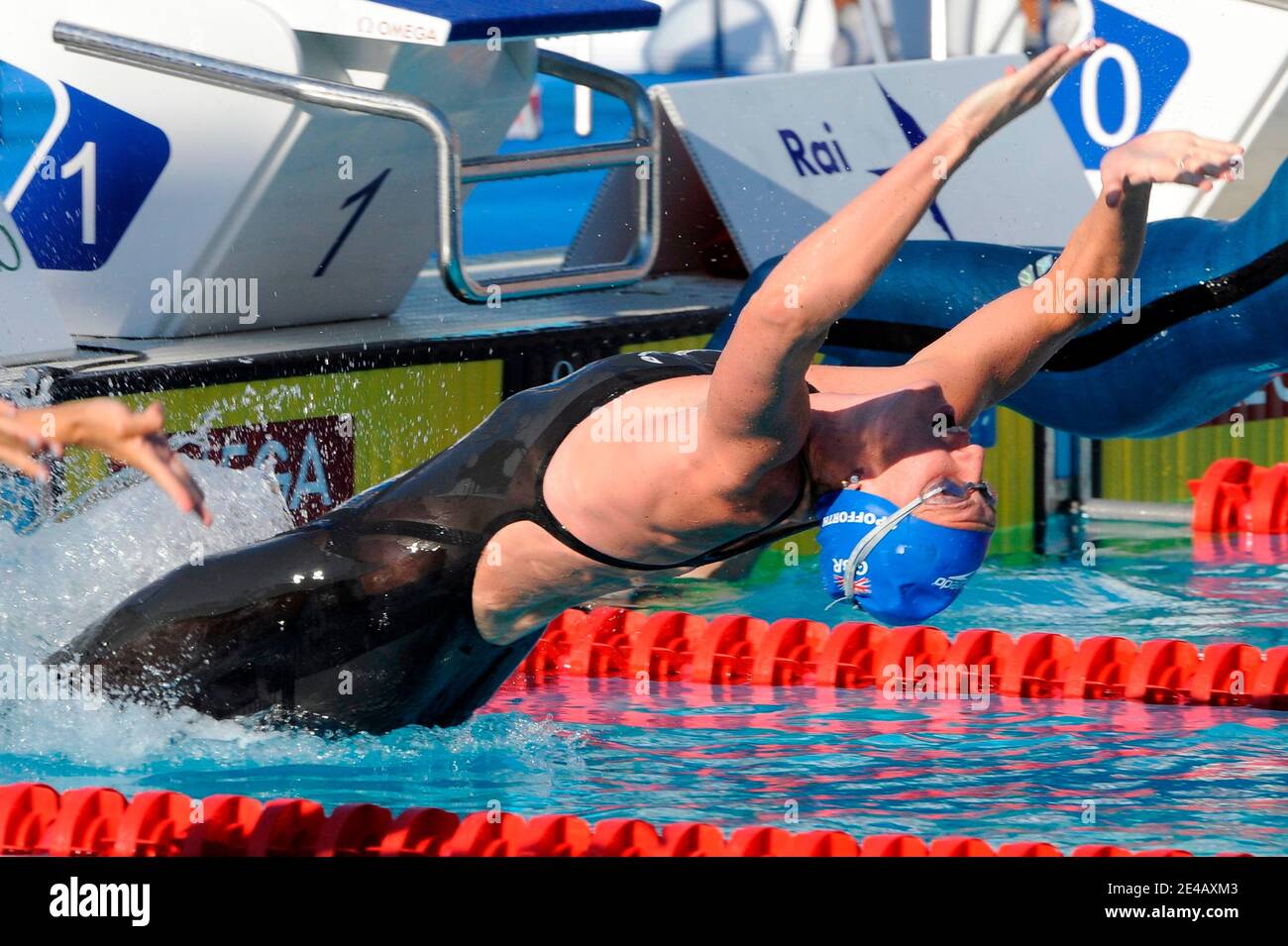 Le Gemma Spofforth d'Angleterre participe aux demi-finales de la course de fond de 50 mètres en temps record mondial aux Championnats du monde de natation de la FINA à Rome, en Italie, le 29 juillet 2009. Photo de Henri Szwarc/ABACAPRESS.COM Banque D'Images