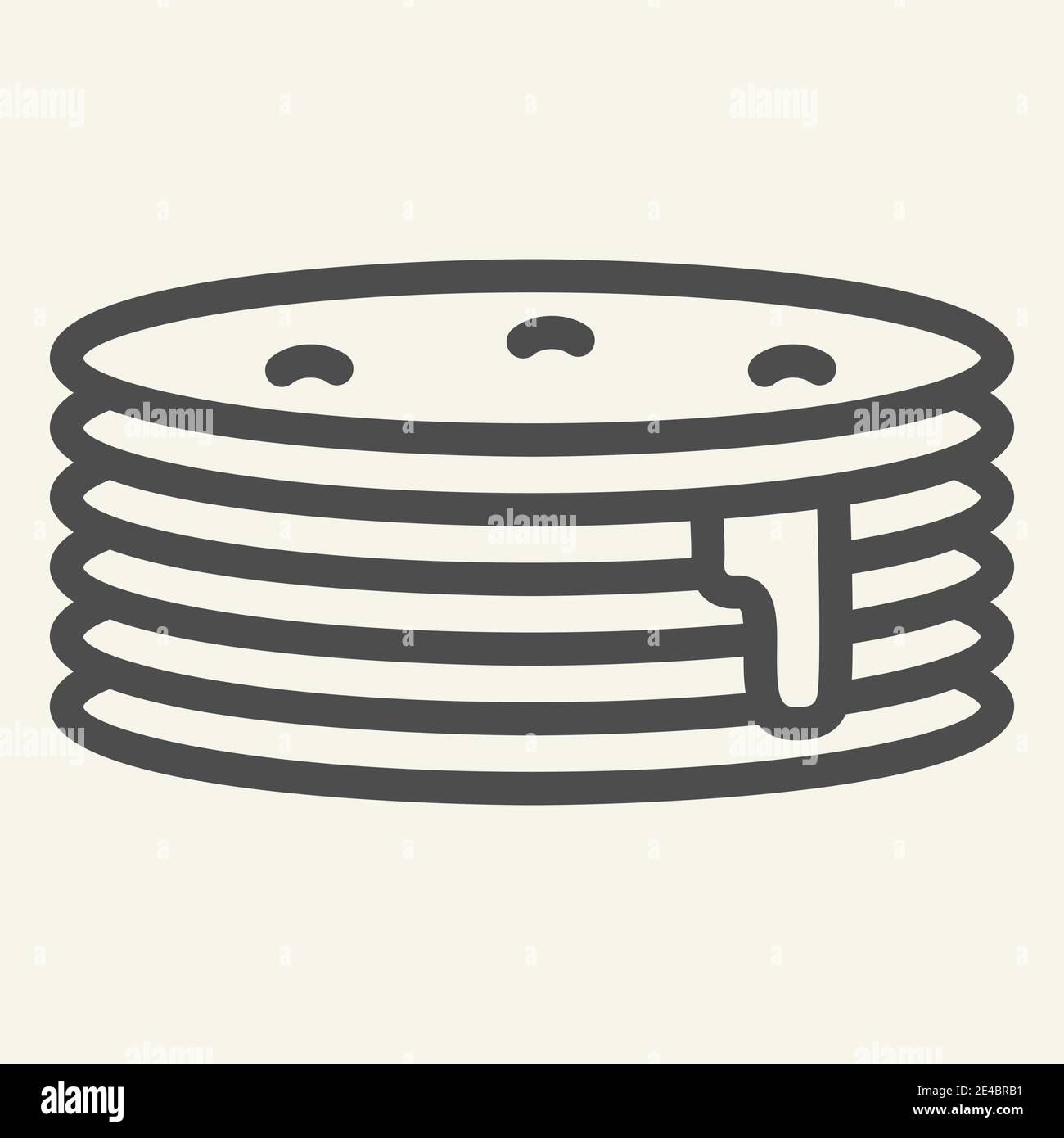 Crêpes avec icône de ligne de sirop. Illustration vectorielle petit déjeuner isolée sur blanc. Style brunch sucré, conçu pour le Web et l'application. SPE 10. Illustration de Vecteur