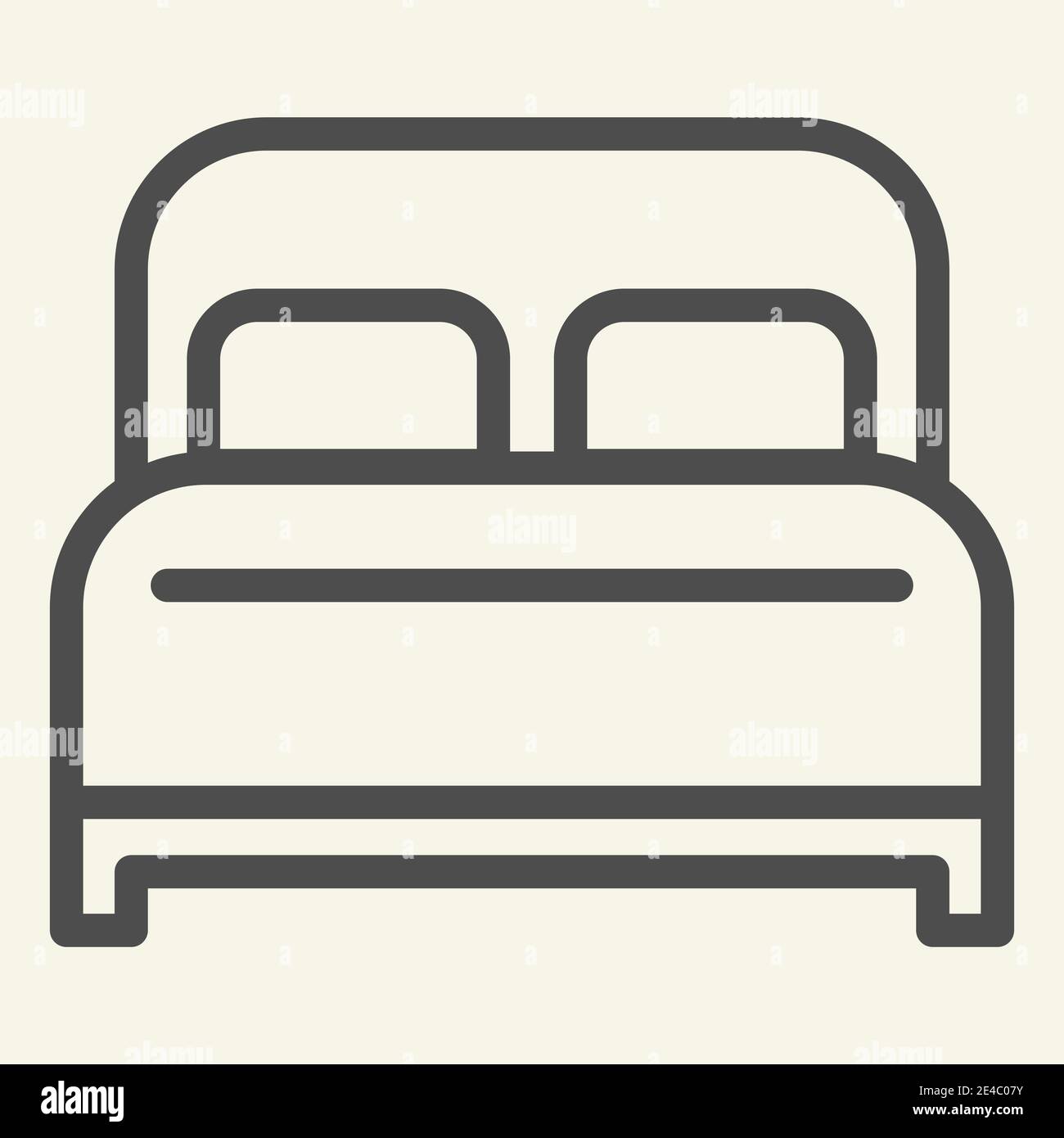 Icône de lit double. Symbole de chambre d'hôtel, pictogramme de style  contour sur fond beige. Panneau de meubles pour dormir et se détendre pour  le concept mobile et le Web Image Vectorielle