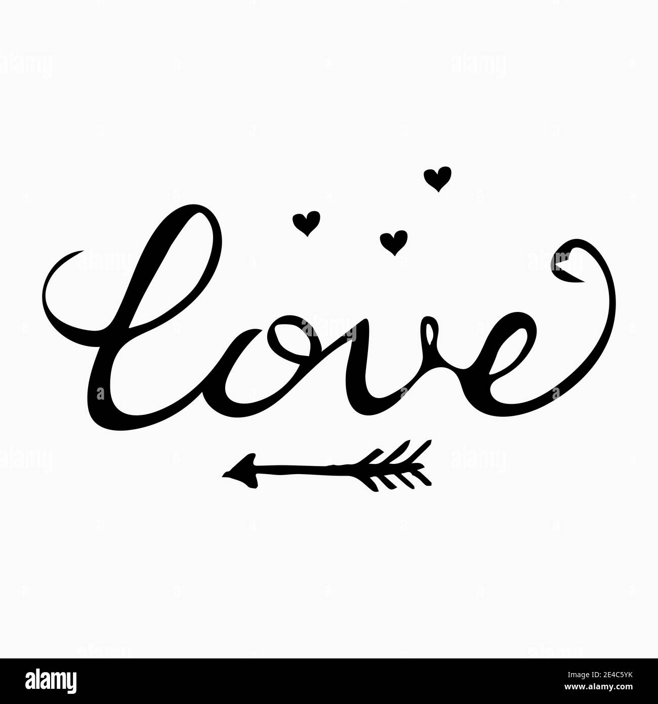 Texte Love You Hand dessiné isolé sur fond blanc. Élément de design, message d'accueil, décor de mariée, affiche ou bannière. . Illustration vectorielle Illustration de Vecteur