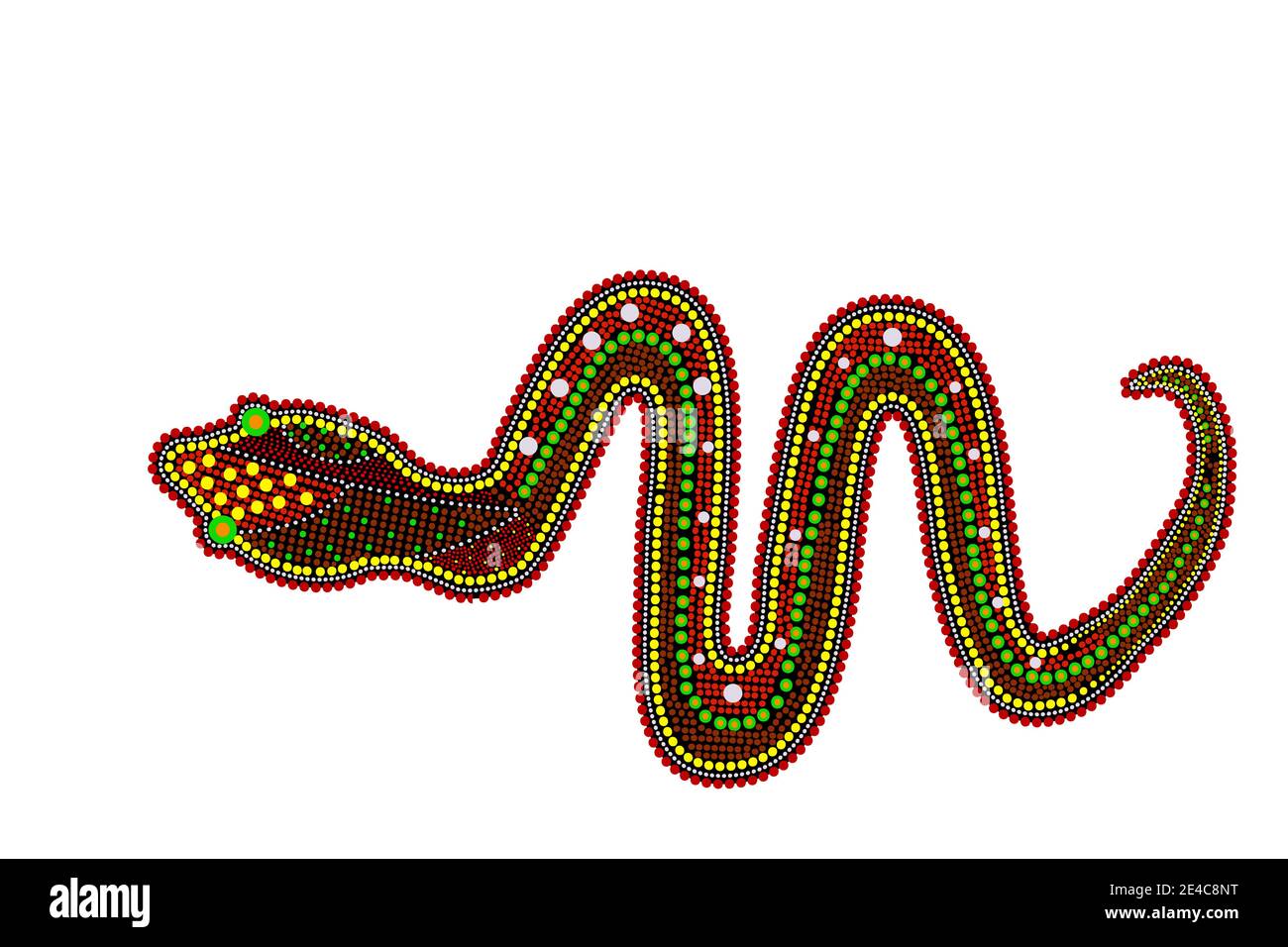 Serpent isolé sur fond blanc. Australie peinture de point de serpent aborigène.python de style aborigène.style ethnique décoratif.Illustration vectorielle de stock Illustration de Vecteur