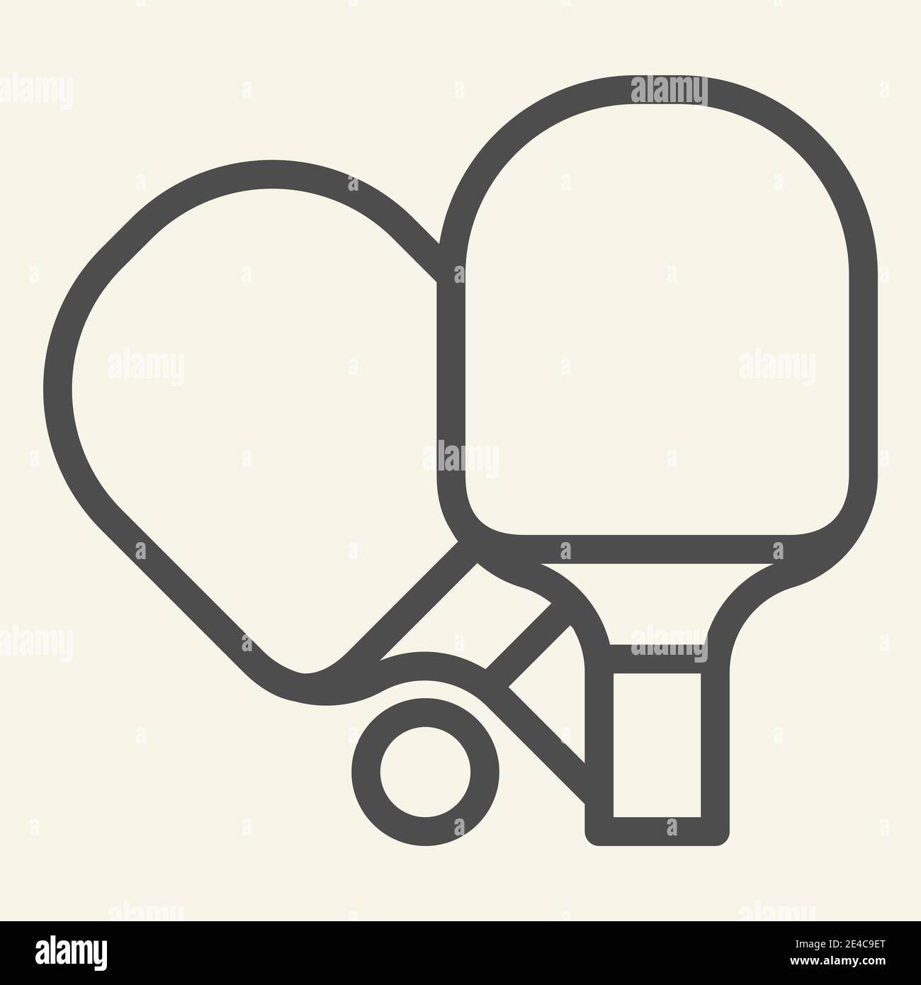 Icône de la ligne de raquettes de tennis de table. Deux raquette pour jouer au pictogramme de style contour de tennis sur fond beige. Pagaies et balles de ping-pong pour mobile Illustration de Vecteur