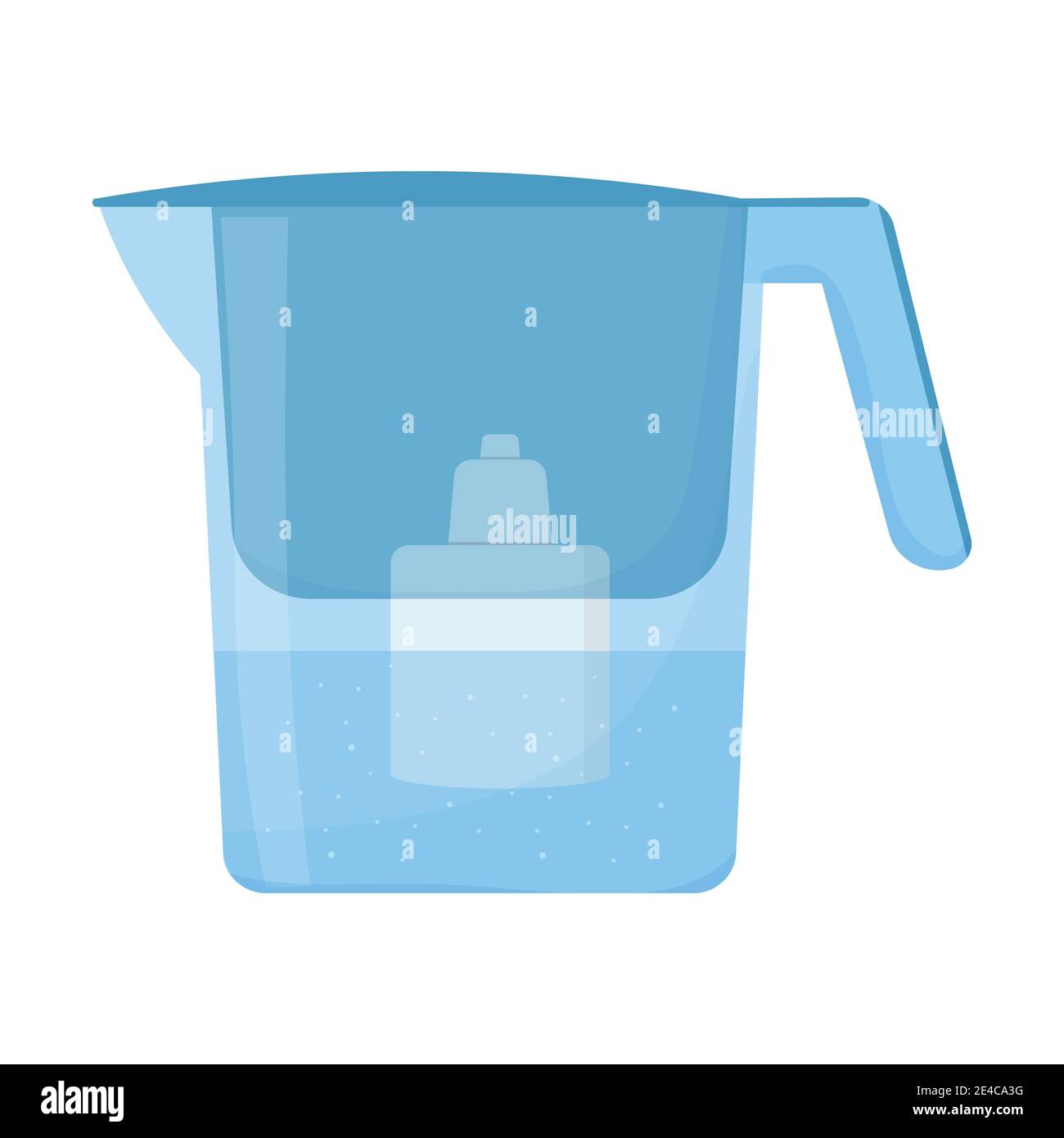 Bol de filtre à eau, ustensiles de cuisine équipement pour l'eau propre de couleur bleue isolée sur fond blanc. Technologie pour les soins de santé dans le style plat, dessin détaillé. Illustration vectorielle Illustration de Vecteur