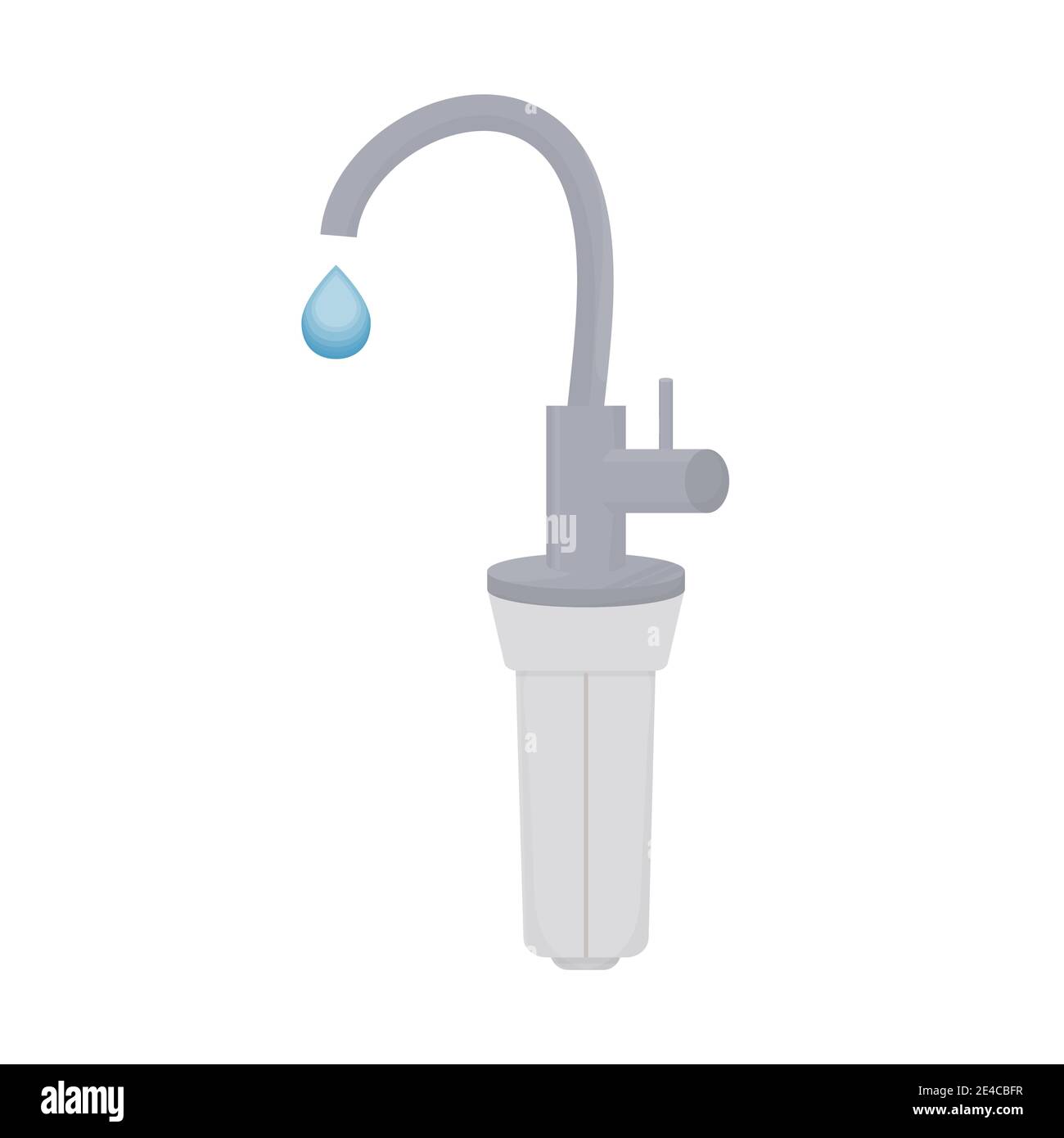 Filtre à eau portable pour grue de cuisine, eau propre isolée sur fond blanc. Purification, membrane en plastique. Illustration vectorielle Illustration de Vecteur