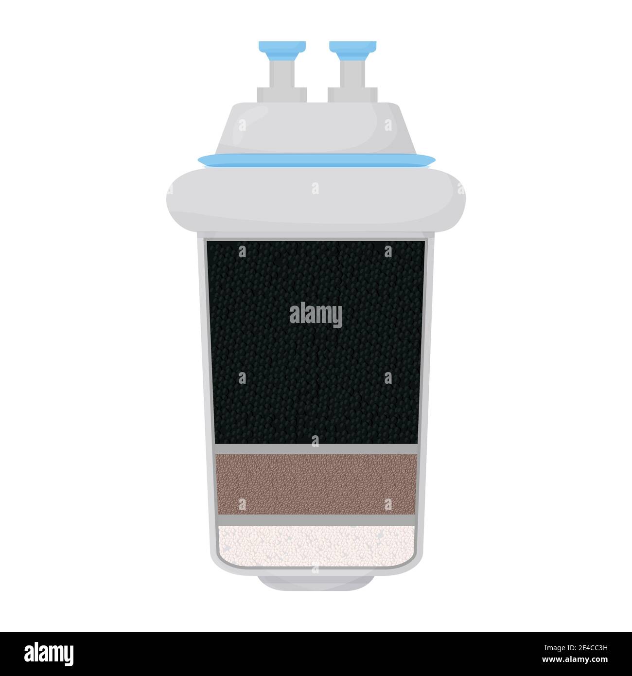 Système de filtre à eau au carbone, structure, conception détaillée isolée sur fond blanc. Cartouche, produit de filtration. Illustration vectorielle Illustration de Vecteur
