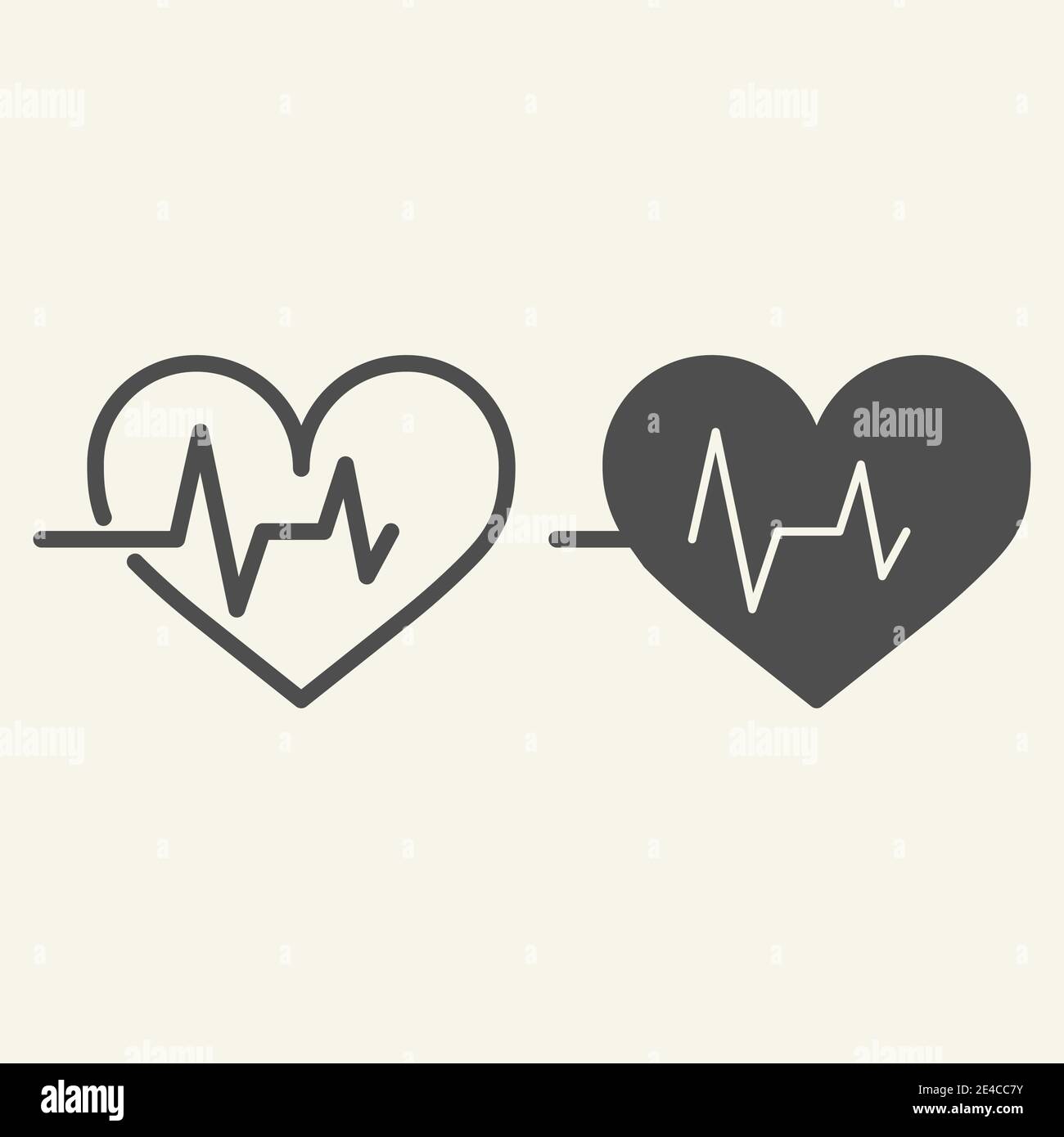 Ligne de battement cardiaque et icône pleine. Pictogramme de style contour de la ligne de vie du cardiogramme sur fond blanc. Heart Pulse pour le concept mobile et la conception Web Illustration de Vecteur