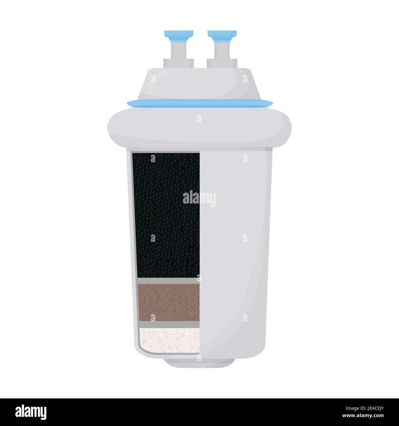 Système de filtre à eau au carbone, structure, conception détaillée isolée sur fond blanc. Cartouche, produit de filtration. Illustration vectorielle Illustration de Vecteur