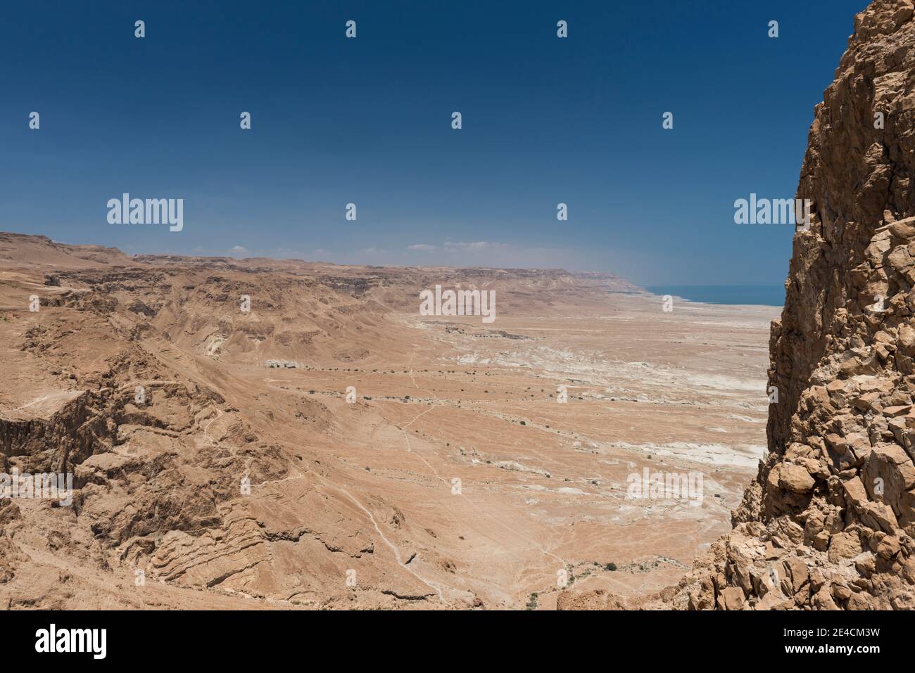 Moyen-Orient, Israël, Mer Morte, Masada, vue sur le paysage désertique Banque D'Images