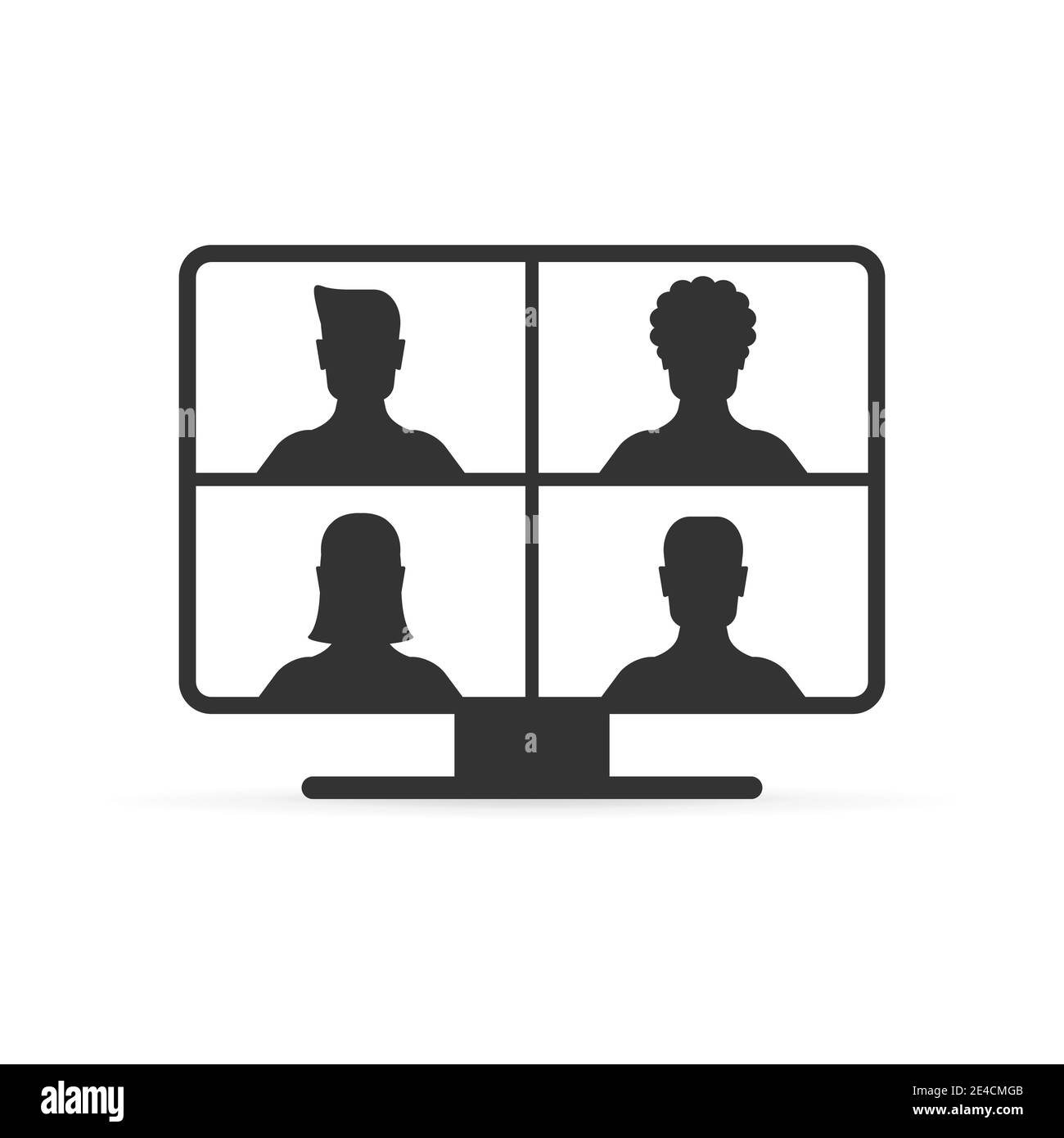 Icône de vidéo conférence. Personnes sur l'écran de l'ordinateur. Illustration de Vecteur
