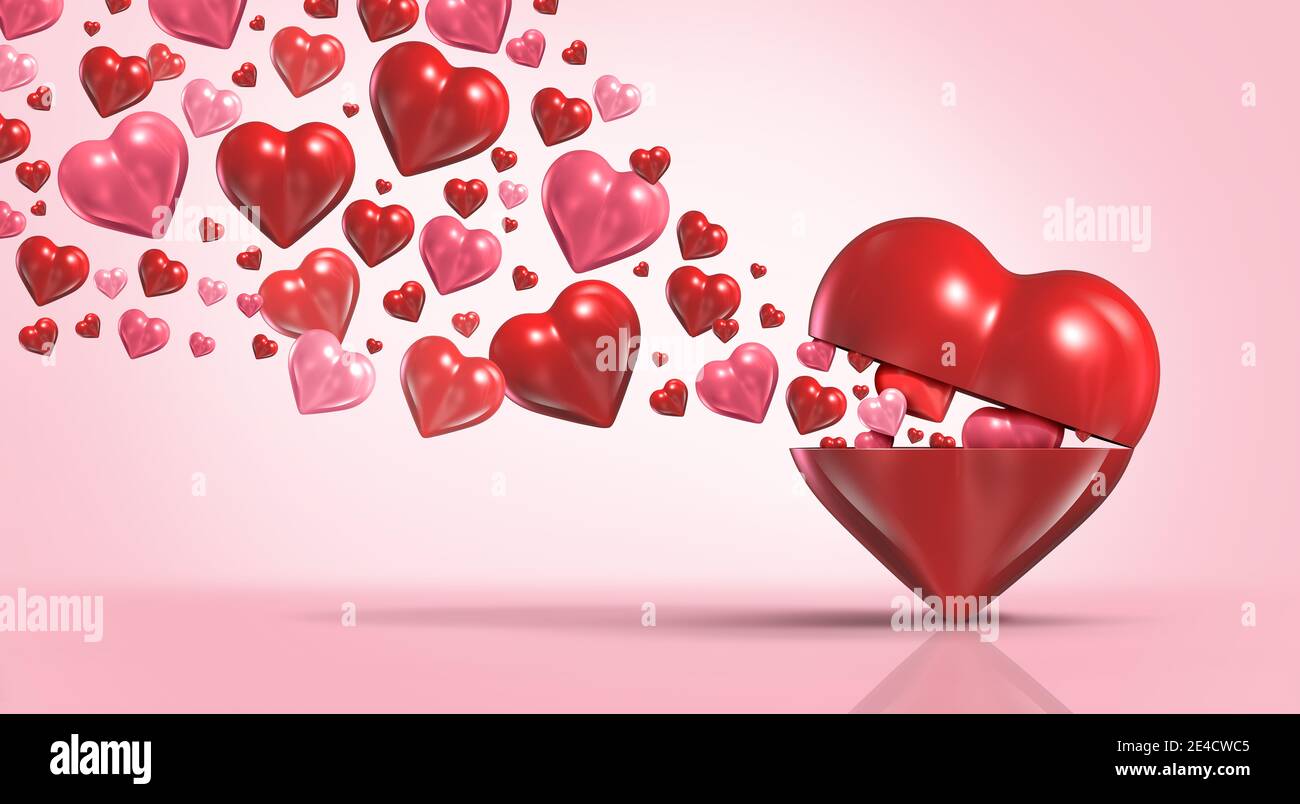Saint-Valentin et Saint-Valentin avec des motifs coeur rose comme un accueil romantique comme une illustration 3D. Banque D'Images